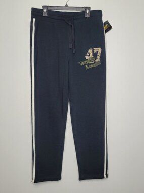 Y2k Simply for Sport navy blue white pull on varsity casual track pants NWT M